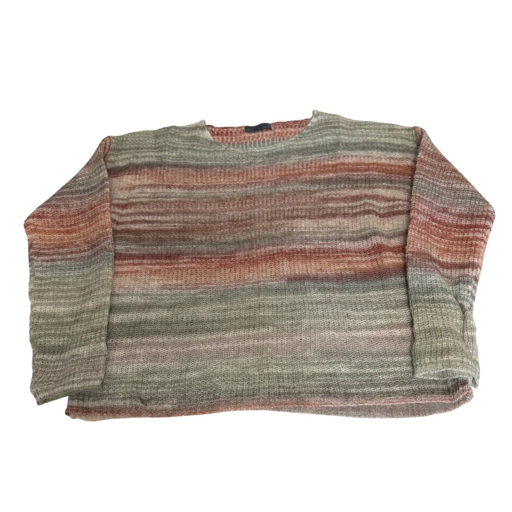 Elsamanda Made in Italy Wool Alpaca Mohair Blend Striped Oversized Sweater L
